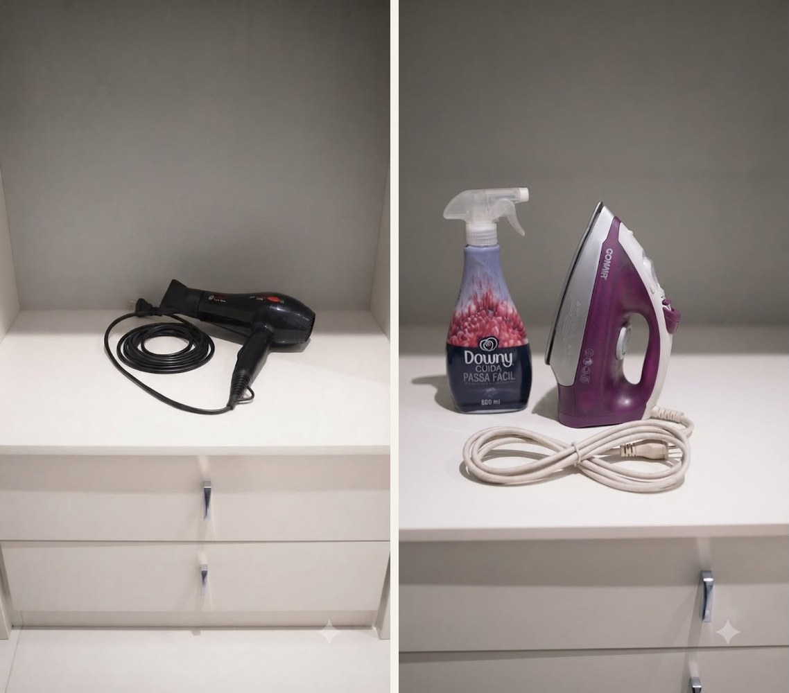 Secador de cabelo e ferro a vapor
