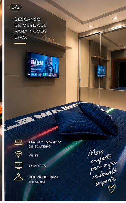Smart TV disponível na suíte do Maré